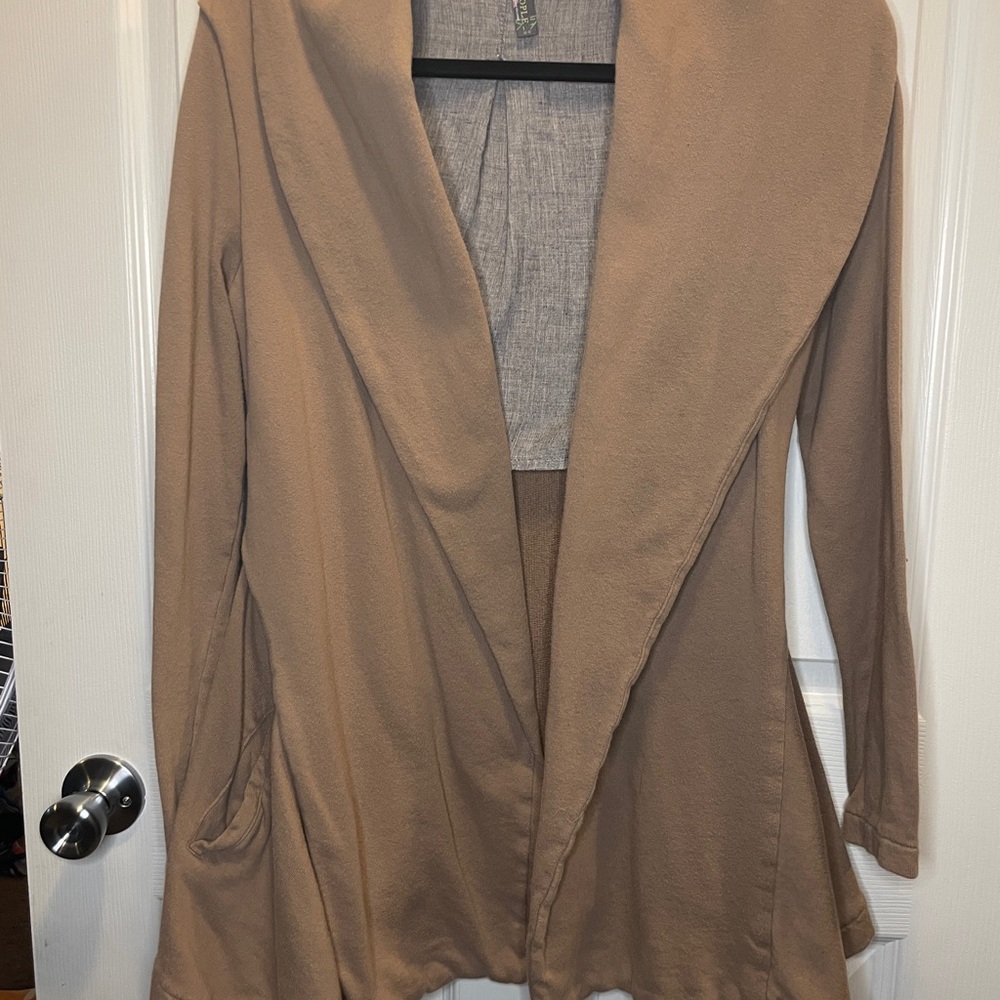 Free People Tan Open Front Cardigan